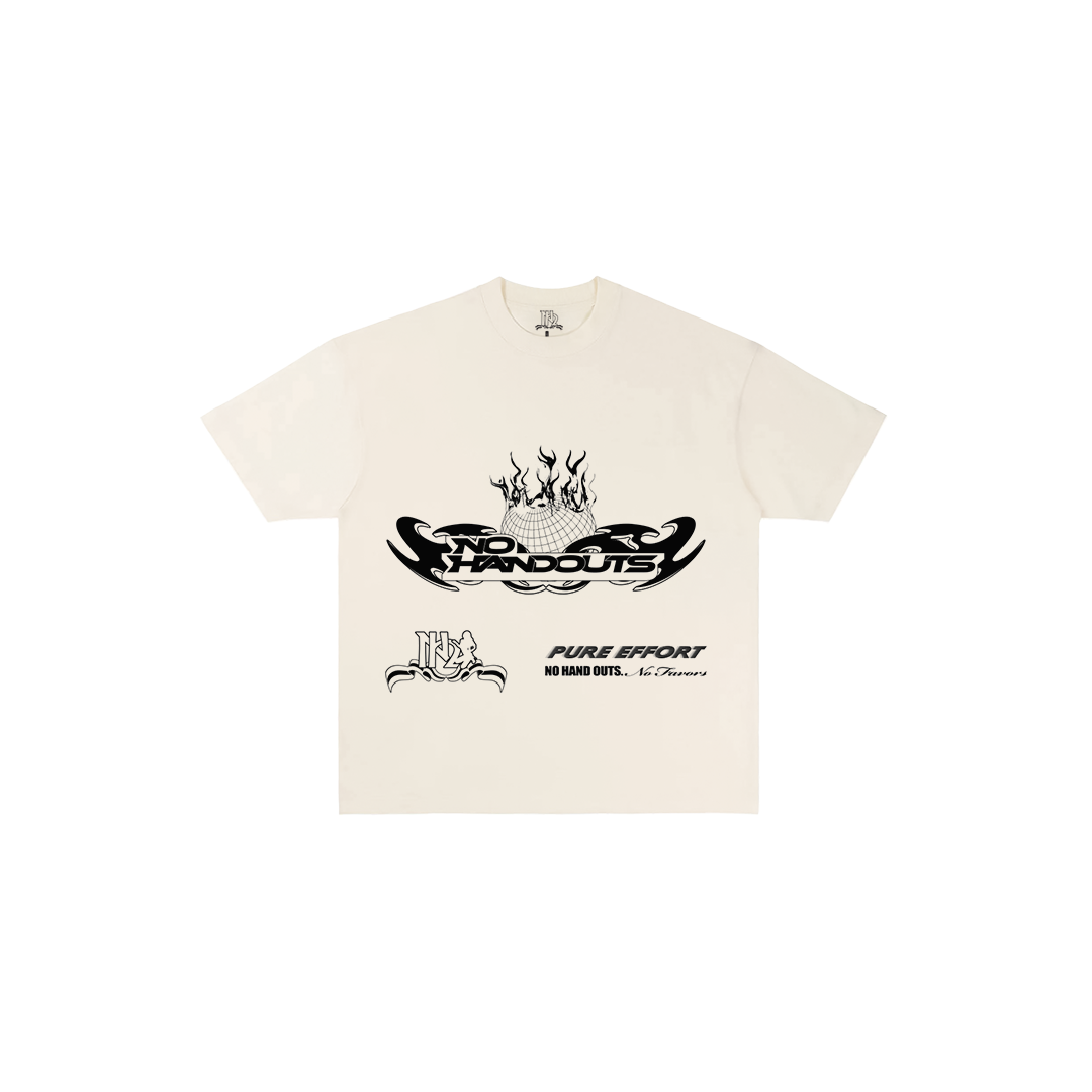 Cream & Black " PURE EFFORT , NO HANDOUTS , NO FAVORS" T-Shirt ( LIMITED STOCK )