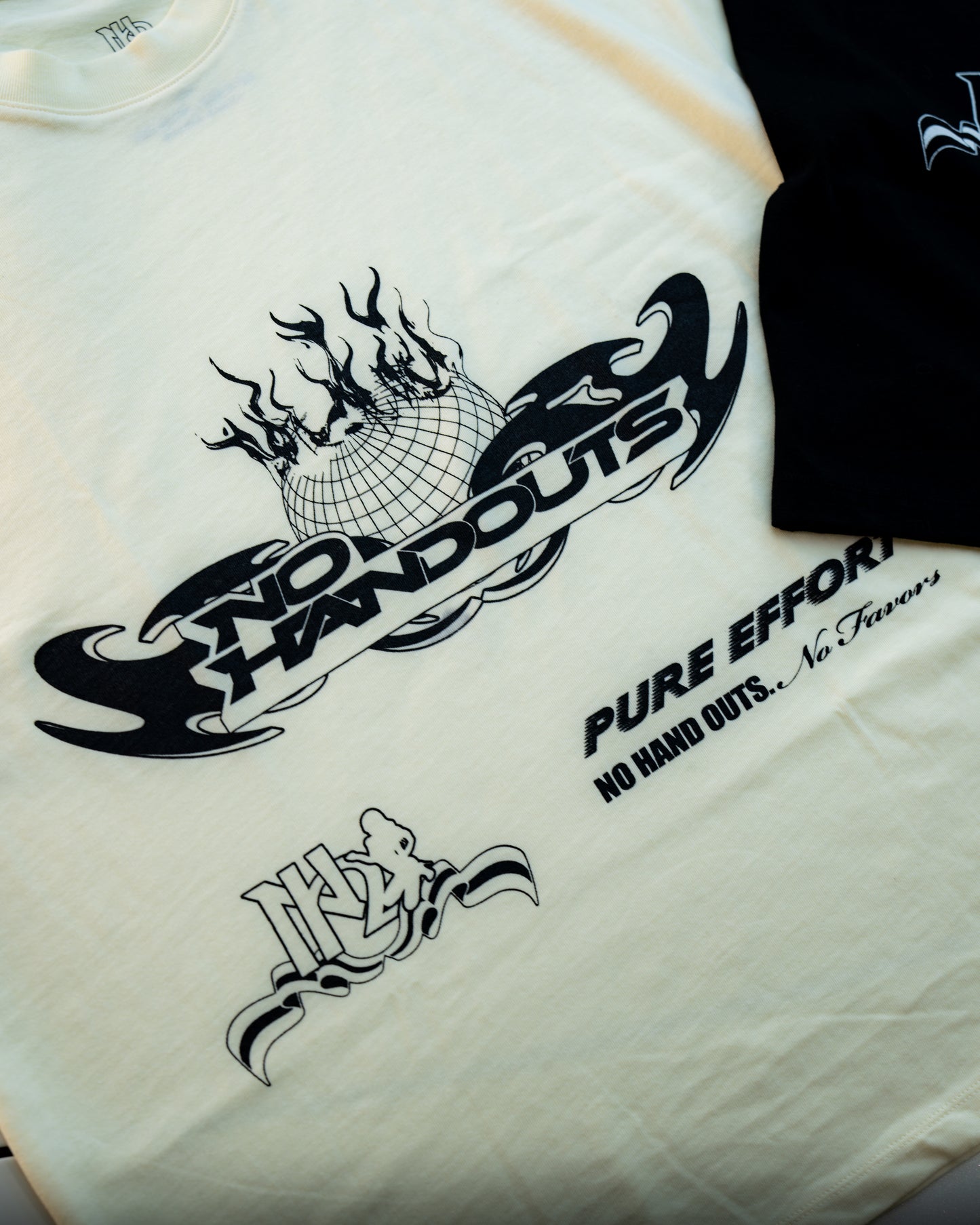 Cream & Black " PURE EFFORT , NO HANDOUTS , NO FAVORS" T-Shirt ( LIMITED STOCK )