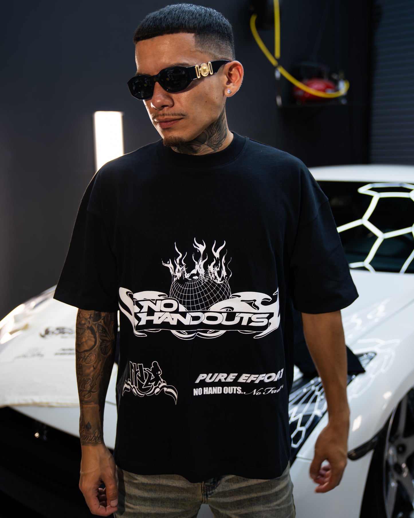 Black & White " PURE EFFORT , NO HANDOUTS , NO FAVORS"  T-Shirt ( LIMITED STOCK )